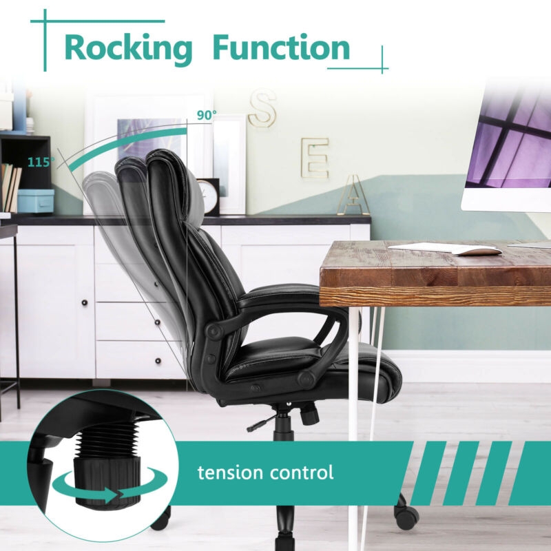 400 Pounds Big and Tall Adjustable High Back Leather Office Chair, Ergonomic Heavy Duty Executive Desk Chair for Home