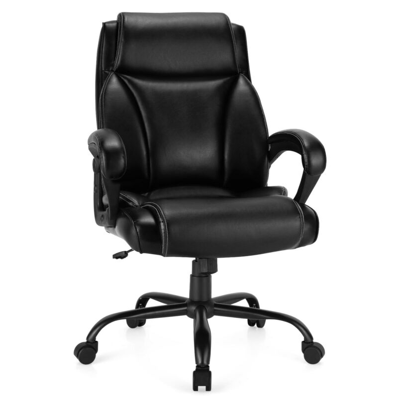 400 Pounds Big and Tall Adjustable High Back Leather Office Chair, Ergonomic Heavy Duty Executive Desk Chair for Home