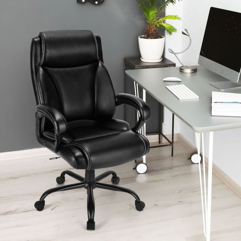400 Pounds Big and Tall Adjustable High Back Leather Office Chair, Ergonomic Heavy Duty Executive Desk Chair for Home