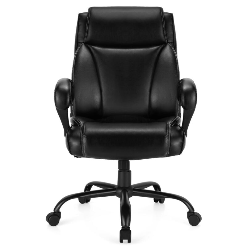 400 Pounds Big and Tall Adjustable High Back Leather Office Chair, Ergonomic Heavy Duty Executive Desk Chair for Home