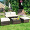 5 Pieces Wicker Lounge Chair Set with Washable Zippered Cushions, Outdoor Rattan Patio Furniture Sofa & Ottoman Set