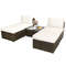 5 Pieces Wicker Lounge Chair Set with Washable Zippered Cushions, Outdoor Rattan Patio Furniture Sofa & Ottoman Set