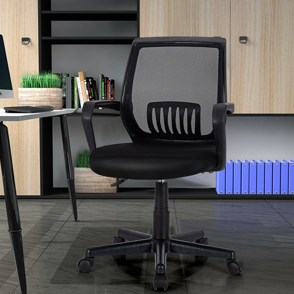 Mid-Back Mesh Height Adjustable Executive Chair with Lumbar Support, Ergonomic Swivel Office Chair for Home Desk