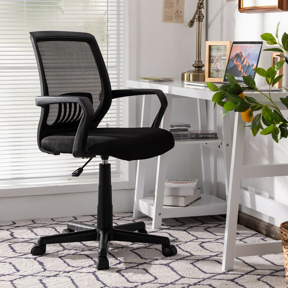 Mid-Back Mesh Height Adjustable Executive Chair with Lumbar Support, Ergonomic Swivel Office Chair for Home Desk
