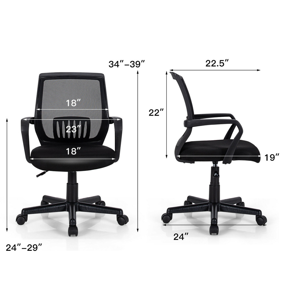 Mid-Back Mesh Height Adjustable Executive Chair with Lumbar Support, Ergonomic Swivel Office Chair for Home Desk