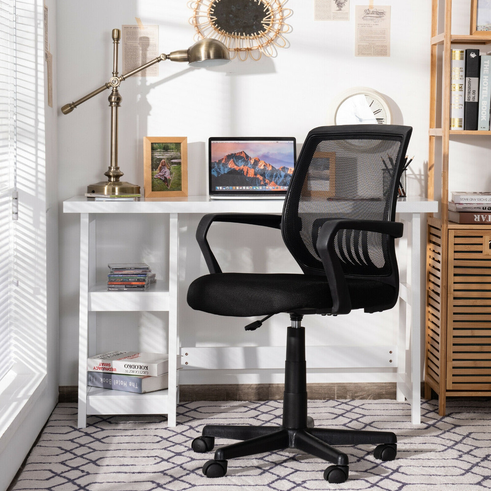 Mid-Back Mesh Height Adjustable Executive Chair with Lumbar Support, Ergonomic Swivel Office Chair for Home Desk