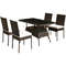 5 Pieces Rattan Dining Set with Glass Table and High Back Chair for Patio, Garden, Balcony & Outdoor Dining