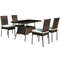 5 Pieces Rattan Dining Set with Glass Table and High Back Chair for Patio, Garden, Balcony & Outdoor Dining
