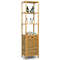 Bamboo Tower Hamper Organizer with 3-Tier Storage Shelves, Tilt-Out Laundry Sorter & Removable Liner for Bathroom