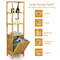 Bamboo Tower Hamper Organizer with 3-Tier Storage Shelves, Tilt-Out Laundry Sorter & Removable Liner for Bathroom