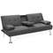 Convertible Folding Futon Sofa Bed Fabric Couch with 2 Cup Holders & Adjustable Backrest for Small Spaces, Guest Room