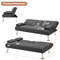 Convertible Folding Futon Sofa Bed Fabric Couch with 2 Cup Holders & Adjustable Backrest for Small Spaces, Guest Room