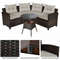 4 Pieces Outdoor Cushioned Rattan Furniture Set with Glass Table, Patio Garden Wicker Sofa Set for Backyard, Deck