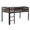 Wooden Twin Low Loft Bunk Bed with Guard Rail and Ladder for Kids Teens, Space-Saving Elevated Bed Frame for Small Room