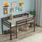 Wooden Twin Low Loft Bunk Bed with Guard Rail and Ladder for Kids Teens, Space-Saving Elevated Bed Frame for Small Room