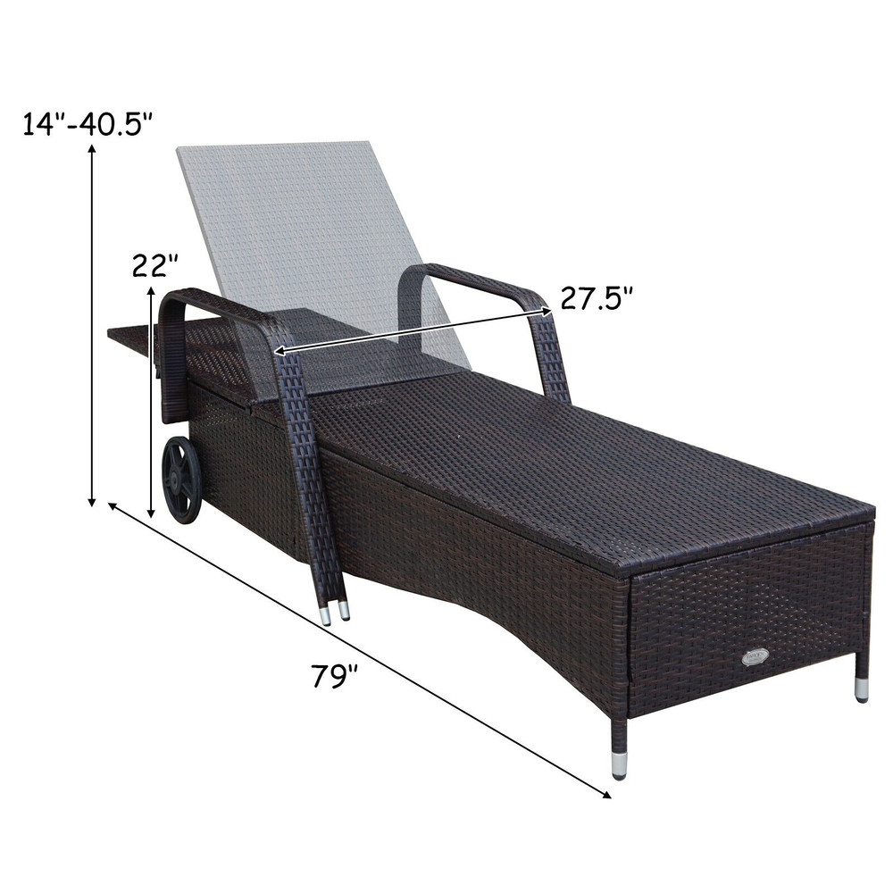 Patio Wicker Chaise Lounge Chair with Wheels – Adjustable Reclining Chair with Thick Cushions for Ultimate Comfort