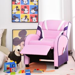 kids leather recliner chair with side pockets – adjustable, ergonomic & durable