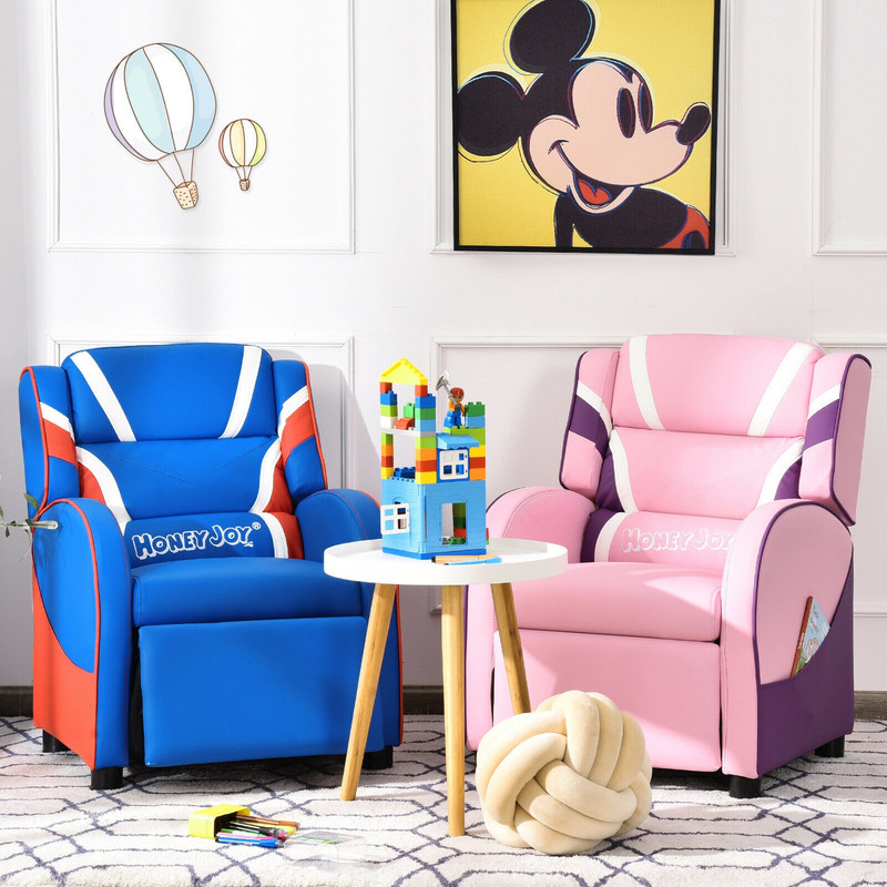 Kids Leather Recliner Chair with Side Pockets – Adjustable, Ergonomic & Durable