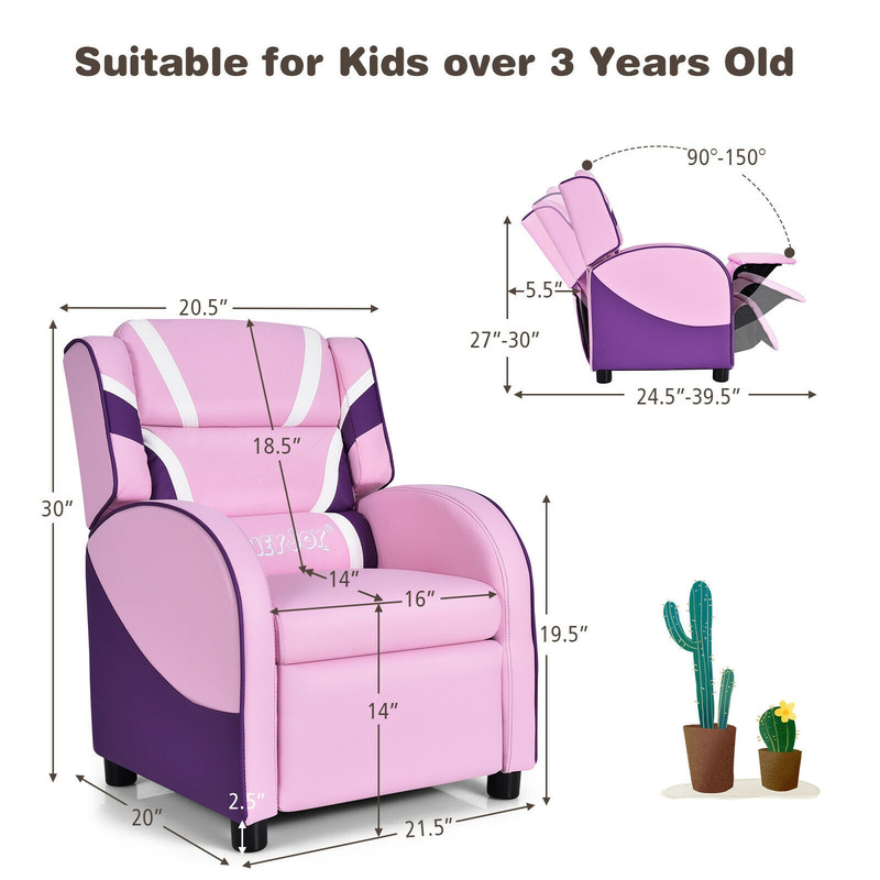 Kids Leather Recliner Chair with Side Pockets – Adjustable, Ergonomic & Durable