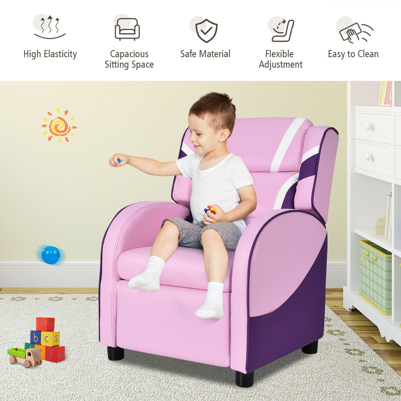 Kids Leather Recliner Chair with Side Pockets – Adjustable, Ergonomic & Durable