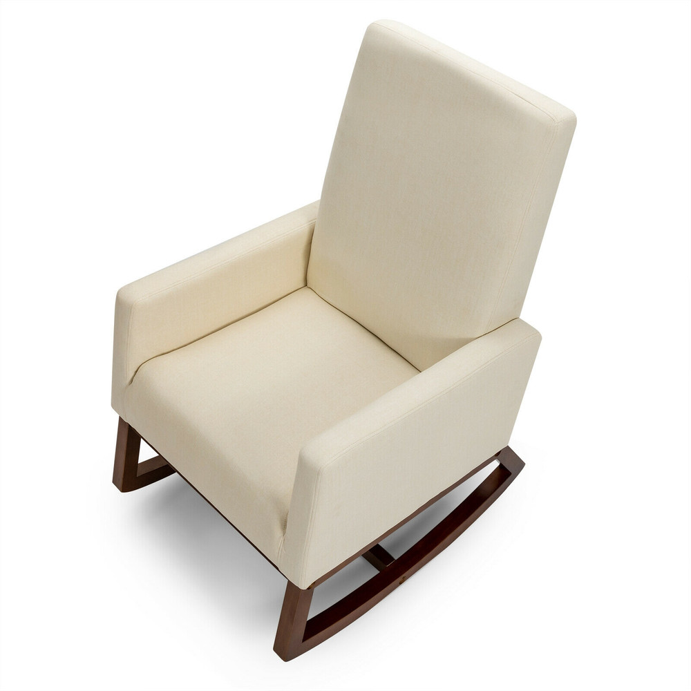 High Back Upholstered Lounge Armchair with Side Pocket – Gentle Rocking Chair for Ultimate Comfort