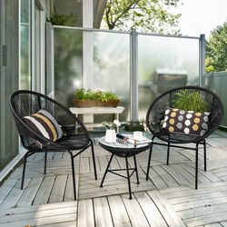 3-piece patio acapulco furniture bistro set with glass table – modern outdoor seating