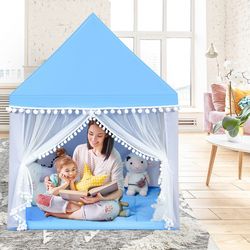 large kids play tent, childrens play castle fairy tent with mat spacious playhouse gift