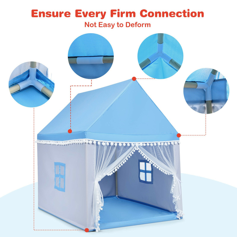 Large Kids Play Tent, Childrens Play Castle Fairy Tent with Mat Spacious Playhouse Gift