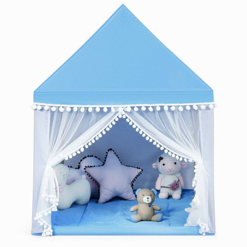 Large Kids Play Tent, Childrens Play Castle Fairy Tent with Mat Spacious Playhouse Gift