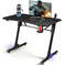 Ergonomic 43.5 Inch Gaming Desk – Height Adjustable, Blue LED Lights, Carbon Fiber Surface