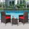 3-Piece Patio Cushioned Rattan Conversation Set with Glass Table Top – Outdoor Sofa & Coffee Table