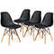 4-Piece Modern Plastic Hollow Chair Set with Wood Leg – Ergonomic & Stylish Dining Chairs