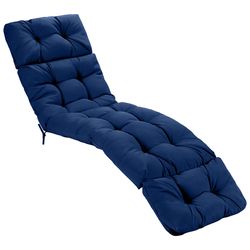 thick outdoor lounge chaise cushion with ties for garden poolside, waterproof sun lounger pad for patio chairs