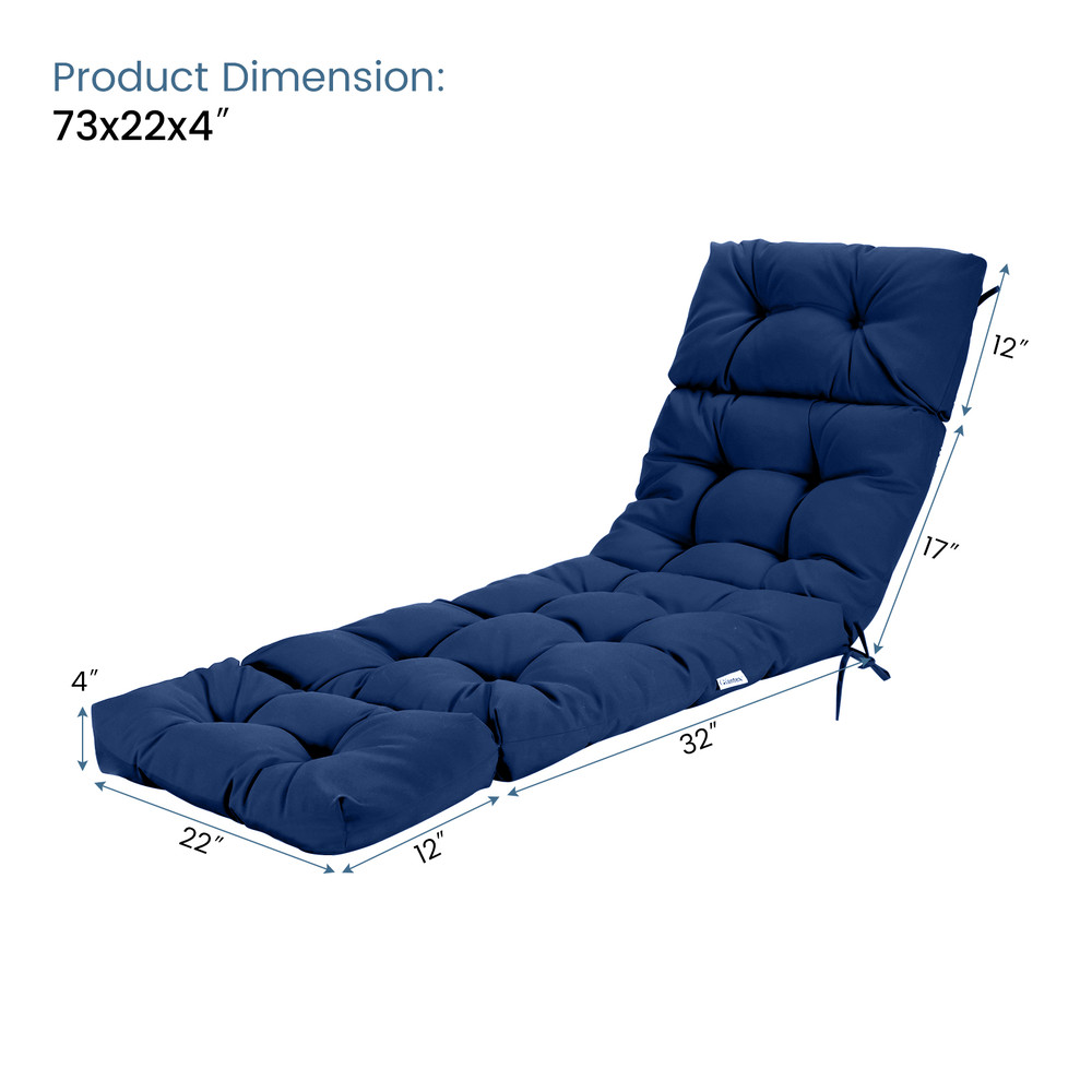 Thick Outdoor Lounge Chaise Cushion With Ties For Garden Poolside Waterproof Sun Lounger Pad For Pa 6