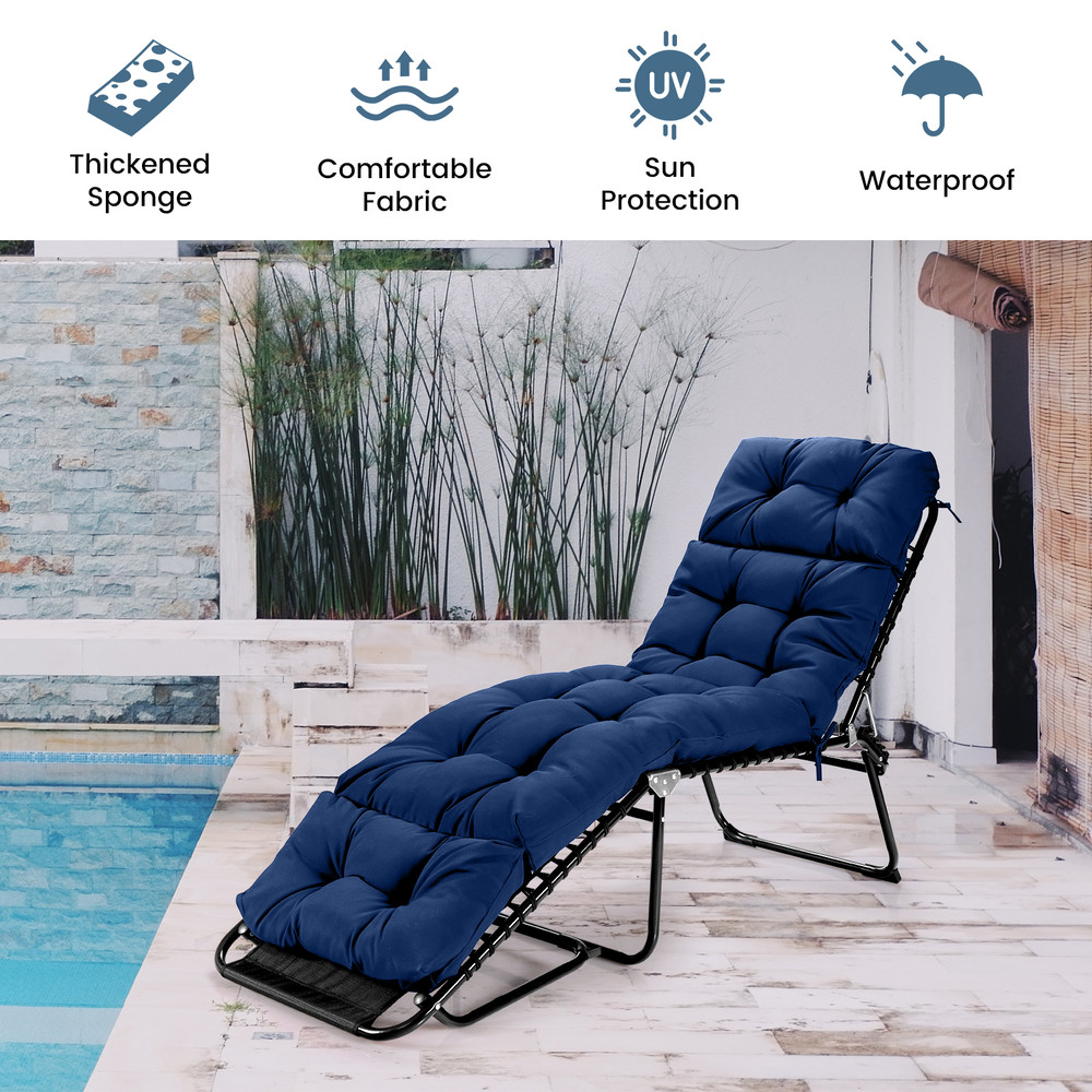 Thick Outdoor Lounge Chaise Cushion With Ties For Garden Poolside Waterproof Sun Lounger Pad For Pa 5