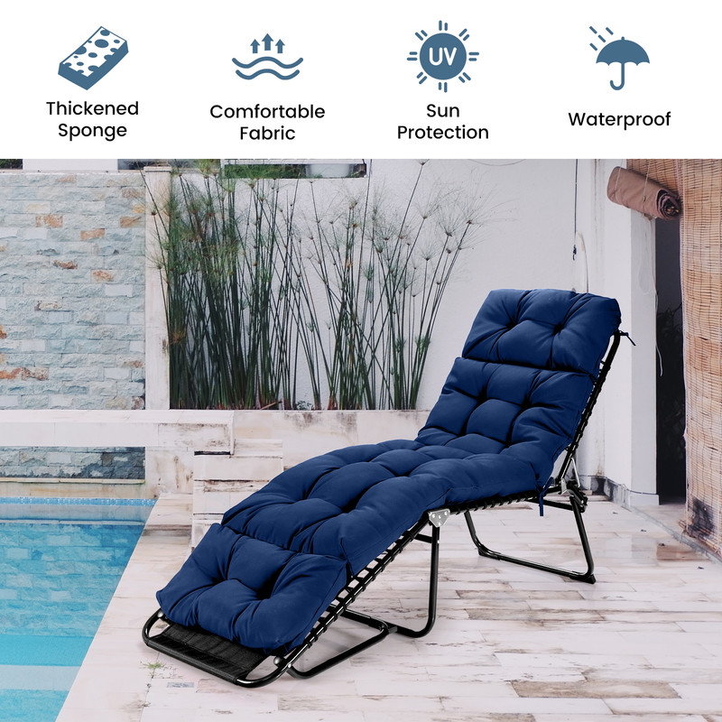 Thick Outdoor Lounge Chaise Cushion With Ties For Garden Poolside Waterproof Sun Lounger Pad For Pa 5