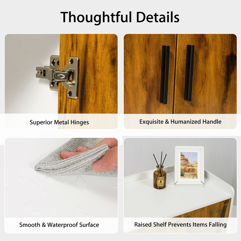 Modern MidCentury Wood Cabinet With Doors And Metal Legs Stylish Entryway Storage Solution With She 4