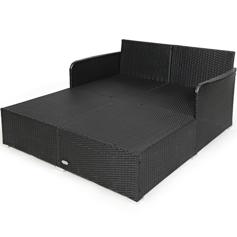 Luxury Red Outdoor Rattan Daybed With Cushions Pillows Spacious Patio Lounge Sofa For Backyard Po 7