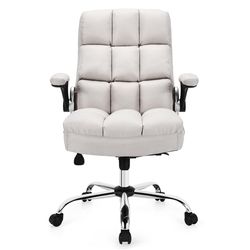 ergonomic adjustable swivel office chair with high back, flip-up arms & lumbar support for home office or desk use