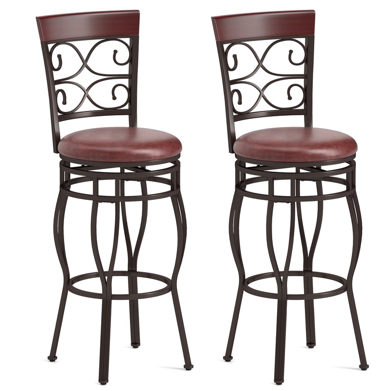 Set Of Bar Stool With Backrest And Footrest Durable 360 Swivel Bar Stools With Ergonomic Footrest F 0