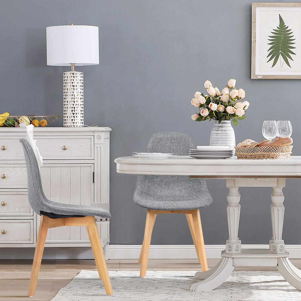 Modern Upholstered Dining Chairs With Fabric Cushion Seats And Wood Legs Stylish Comfortable Dining 2