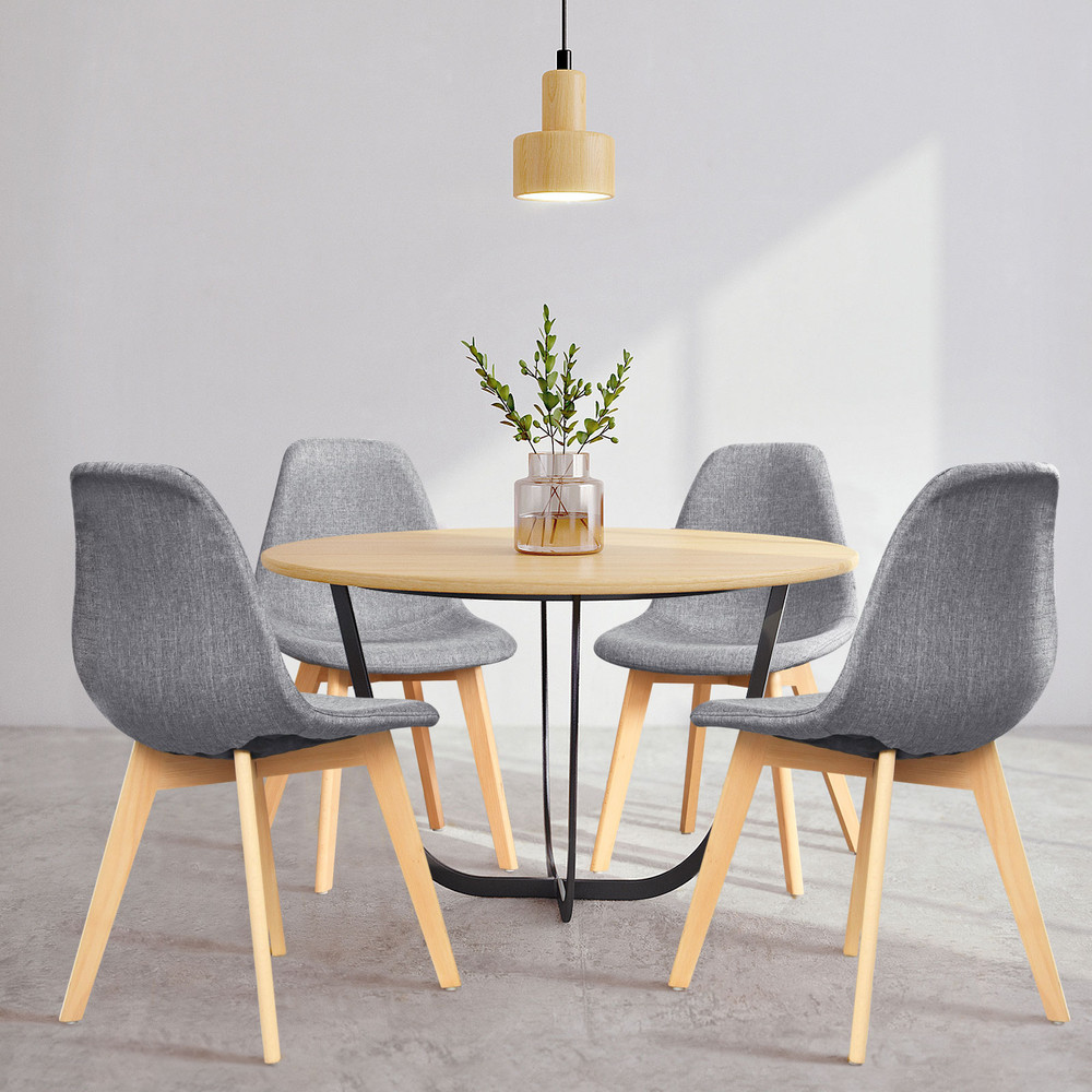 Modern Upholstered Dining Chairs With Fabric Cushion Seats And Wood Legs Stylish Comfortable Dining 3