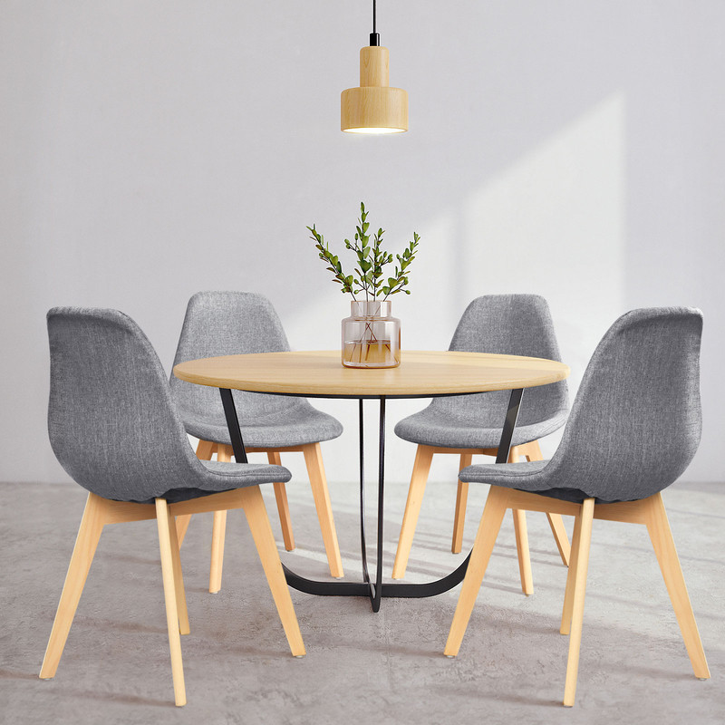Modern Upholstered Dining Chairs With Fabric Cushion Seats And Wood Legs Stylish Comfortable Dining 3