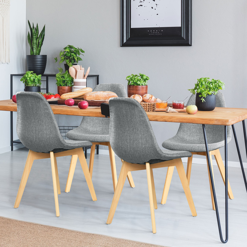 Modern Upholstered Dining Chairs With Fabric Cushion Seats And Wood Legs Stylish Comfortable Dining 4