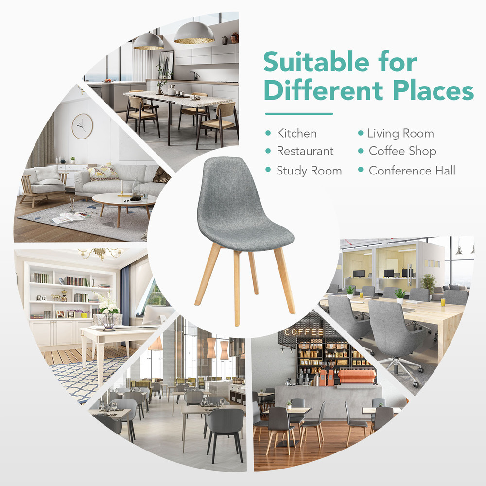 Modern Upholstered Dining Chairs With Fabric Cushion Seats And Wood Legs Stylish Comfortable Dining 5