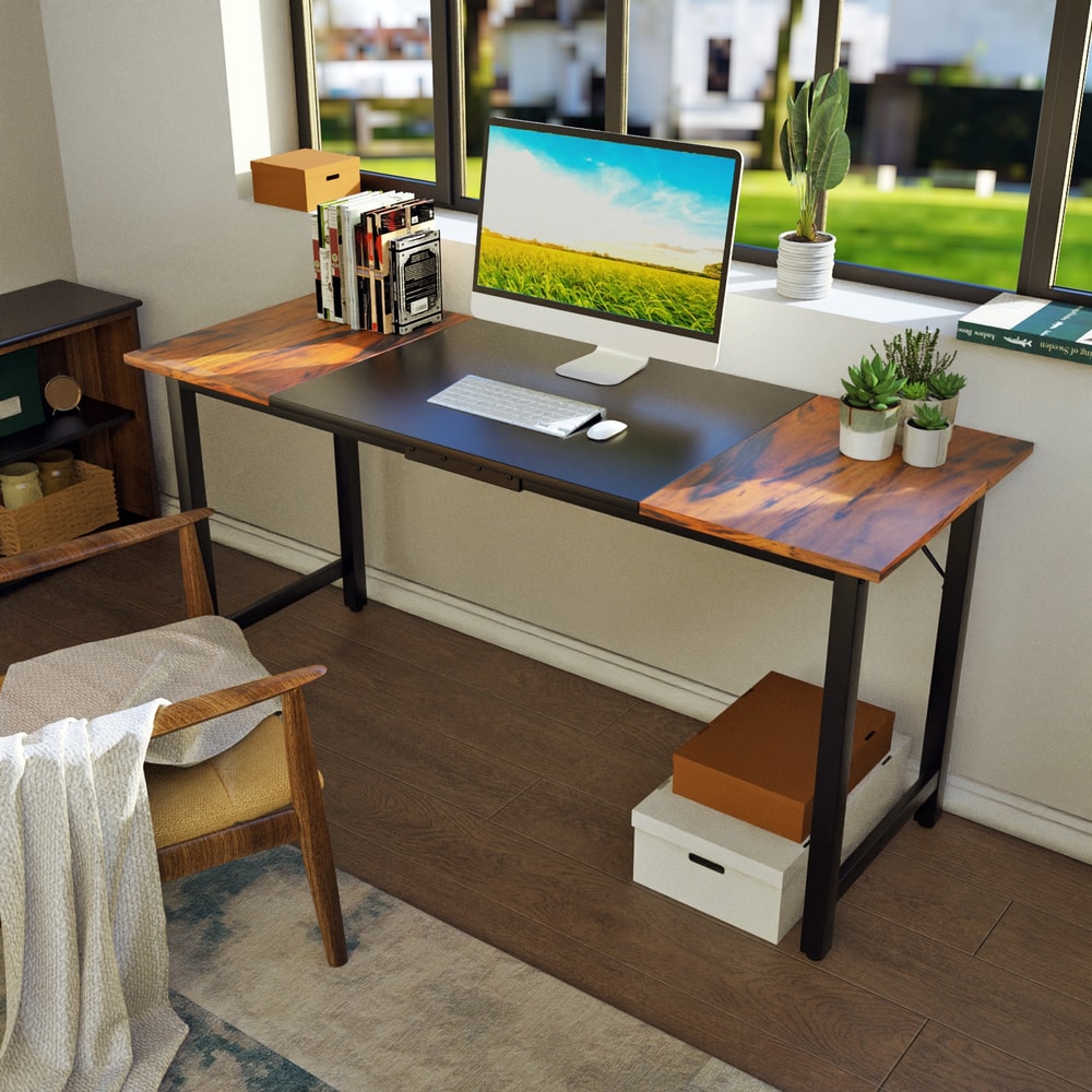 Modern Splice Computer Desk With Heavy Duty Steel Frame Large Writing Table For Home Office Study O 3