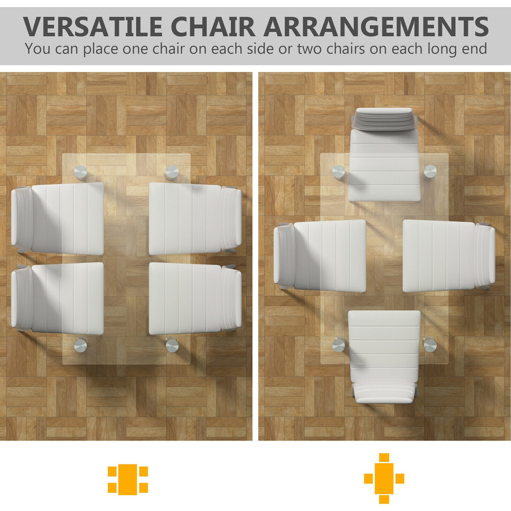Modern Dining Set With 4 PVC Leather Chairs Tempered Glass Table And Steel Frame For Kitchen Or Sma 4