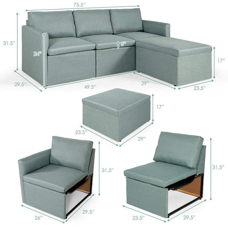 Convertible L Shaped Sectional Sofa Couch with Reversible Chaise Modular Design for Modern Living
