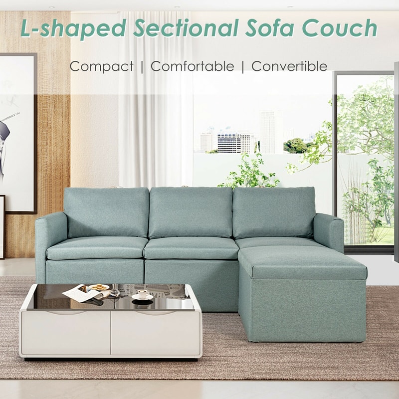 Convertible L Shaped Sectional Sofa Couch with Reversible Chaise Modular Design for Modern Living