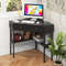 Triangle Corner Desk with Charging Station Compact Space-Saving Design with 2 Drawers & Storage Shelf